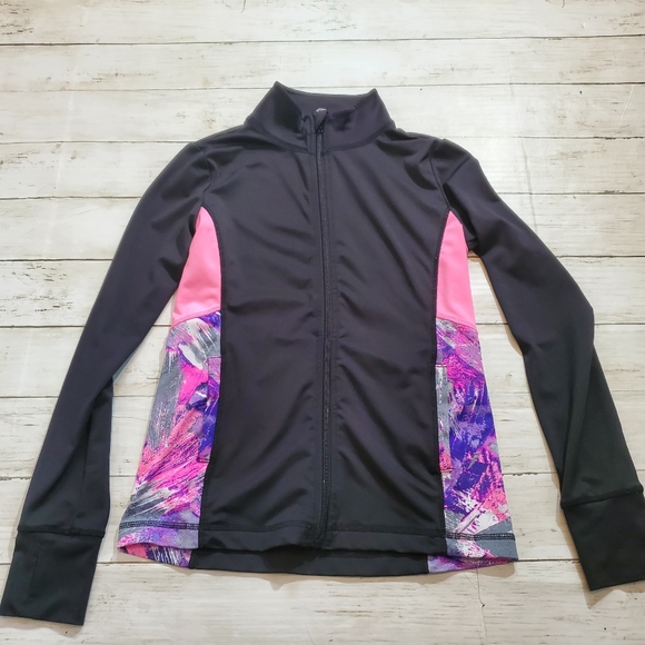 Ideology Jackets & Blazers - Ideology athletic jacket‎ black pink brush print size large